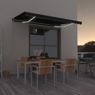 Ręcznie zwijana markiza z LED, 400 x 350 cm, antracytowa