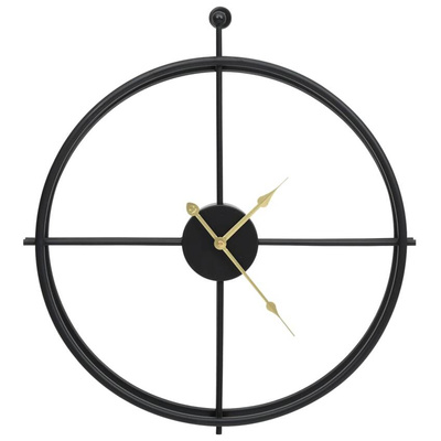 vidaXL Zegar ścienny, czarny, 52 cm, żelazo