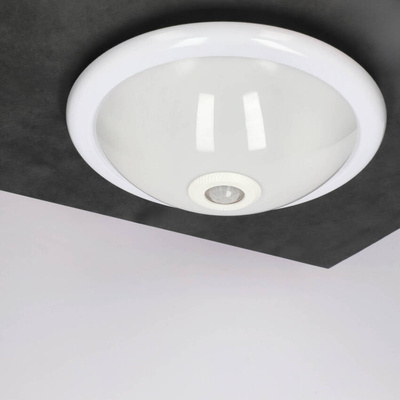 Plafon z czujnikiem ruchu i zmierzchu APLIS White SENSOR, 2xE27, 30cm, IP20, biały, okrągły EDO777583 EDO Solutions