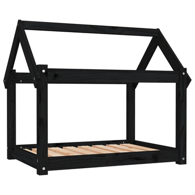 vidaXL Legowisko dla psa, czarne, 81x60x70 cm, lite drewno sosnowe