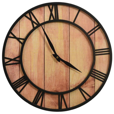 vidaXL Zegar ścienny, 39 cm, brązowo-czarny, MDF i żelazo