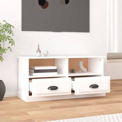 vidaXL Szafka pod TV, biała, 93x35,5x45 cm, materiał drewnopochodny