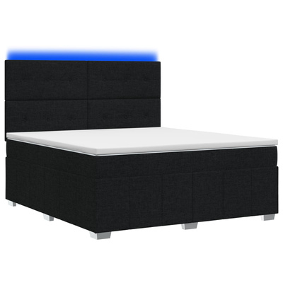 Łóżko z box spring LED z materacem Czarny 180 x 200 cm tkanina