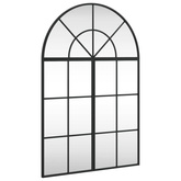 vidaXL Lustro ścienne, czarne, 60x90 cm, zakończone łukiem, żelazo