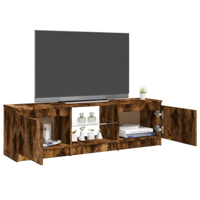 vidaXL Szafka pod TV z LED, przydymiony dąb, 120x30x35,5 cm