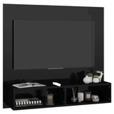vidaXL Wisząca szafka pod TV, czarna, wysoki połysk, 102x23,5x90 cm