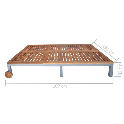 vidaXL Podwójny leżak, lite drewno akacjowe