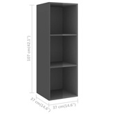 vidaXL Wisząca szafka pod TV, wysoki połysk, szara, 37x37x107 cm