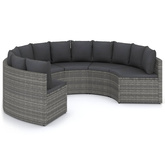 6-częściowa sofa do ogrodu, z poduszkami, polirattan, szara