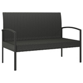 Ławka ogrodowa z poduszką, czarna, 105 cm, polirattan