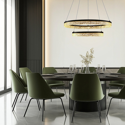 Lampa wisząca FROZI w stylu glamour – czarny klosz z kryształkami – nowoczesny żyrandol LED do luksusowego salonu