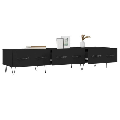 vidaXL Szafka pod TV, czarna, 150x36x30 cm, materiał drewnopochodny wariant 5