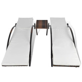 vidaXL Leżaki ze stolikiem, polirattan, brązowe