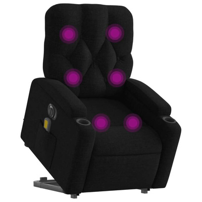 vidaXL Podnoszony fotel masujący, elektryczny, rozkładany, czarny