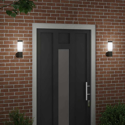 Zewnętrzna lampa ścienna 2 pcs Czarny 12 x 8,5 x 27 cm