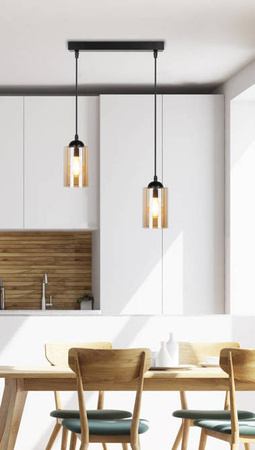 Lampa wisząca listwa czarno/brązowa 2xE27 Bistro 32-00538
