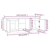 vidaXL Szafka pod TV, czarna, 110,5x35x44 cm, lite drewno sosnowe