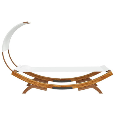 vidaXL Leżak z zadaszeniem, 100x200x126 cm, gięte drewno, kremowy