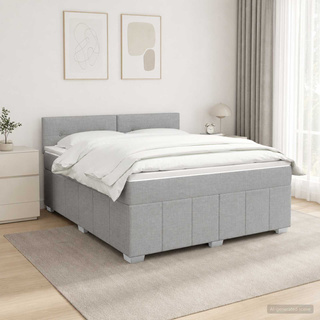 Łóżko z box spring LED z materacem jasnoszary 180 x 200 cm