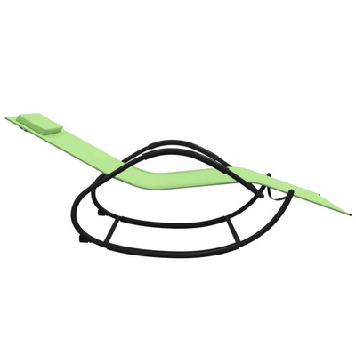 vidaXL Bujane leżaki, 2 szt., zielone, stal i tkanina textilene