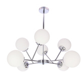 BELWEDER lampa wisząca chromowy 8x40W E14 klosz biały  38-39866