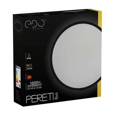 Plafon PERETI 18W czarny pierścień 29,5cm, 3000K barwa ciepła, 1800lm, IP44, 220-240V EDO777611 EDO Solutions