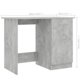 vidaXL Biurko, szarość betonu, 100x50x76 cm, materiał drewnopochodny