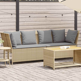 Sofa ogrodowa z poduszkami beżowy polirattan