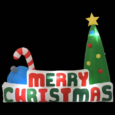 vidaXL Dmuchana choinka i napis Merry Christmas, LED, 240x188 cm
