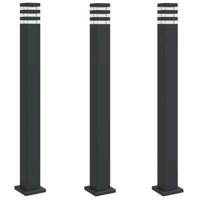 Zewnętrzne lampy stojące, 3 szt., czarne, 110 cm, aluminium