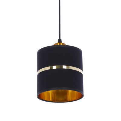Lampa wisząca z abażurami Assam czarna ze złotym pasem potrójna nowoczesna do salonu