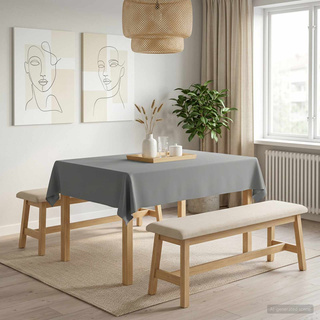 Obrus stołowy Prostokątny jasnoszary 140 x 160 cm Poliester