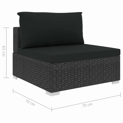 11-cz. zestaw mebli do ogrodu, z poduszkami, rattan PE, czarny