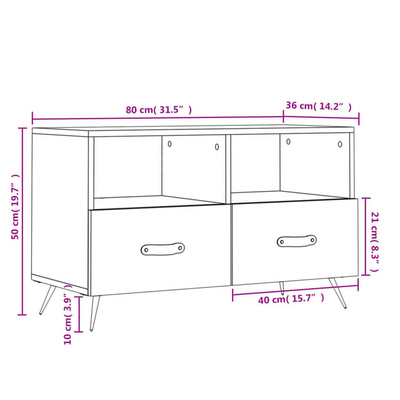 vidaXL Szafka pod TV, czarna, 80x36x50 cm, materiał drewnopochodny