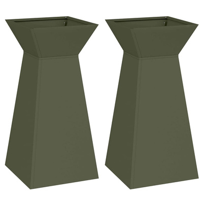 Donica słupowa 2 pcs Oliwkowy 35 x 35 x 73 cm