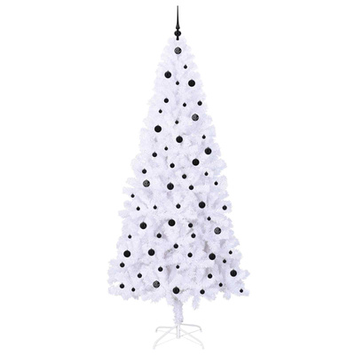 Sztuczna choinka z 300 diodami LED Biały 240 cm PVC i stal