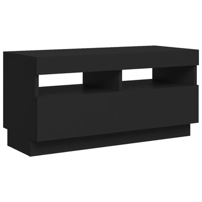 vidaXL Szafka pod TV z oświetleniem LED, czarna, 80x35x40 cm