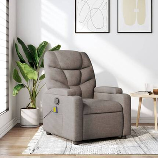 vidaXL Rozkładany fotel masujący, taupe, obity tkaniną