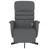 vidaXL Rozkładany fotel masujący z podnóżkiem, szary, sztuczna skóra