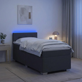 Łóżko Box Spring z materacem i LED ciemnoszary 100 x 200 cm
