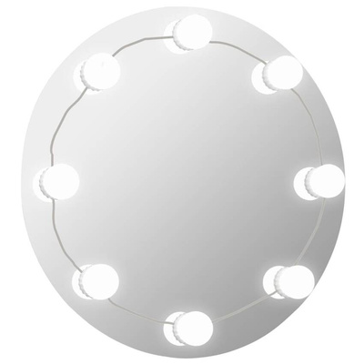 Lustro ścienne z lampkami LED, bez ramy, okrągłe, szklane vidaXL