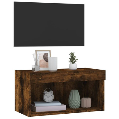 vidaXL Szafka pod TV, z LED, kolor przydymiony dąb, 60x30x30 cm