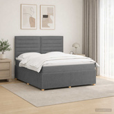 Łóżko z box spring LED z materacem ciemnoszary 180 x 200 cm