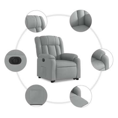 vidaXL Podnoszony fotel masujący, elektryczny, rozkładany, jasnoszary