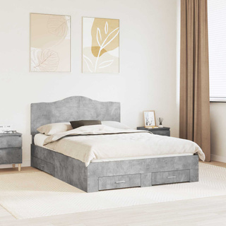 Ramka łóżka Betonowy szary 140 x 190 cm Drewno inżynieryjne