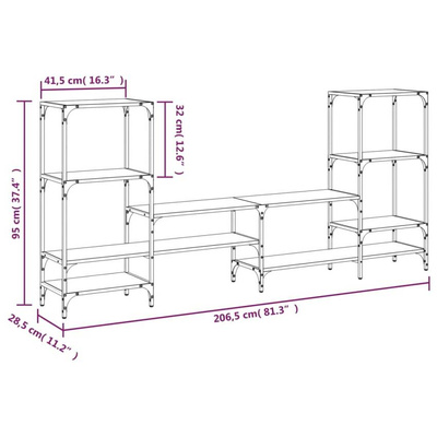 vidaXL Szafka pod TV, czarna, 206,5x28,5x95 cm