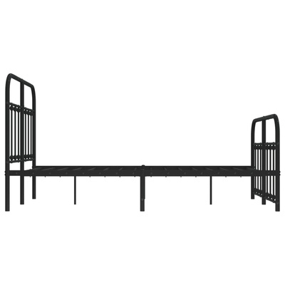 vidaXL Metalowa rama łóżka z wezgłowiem i zanóżkiem, czarna, 120x190cm