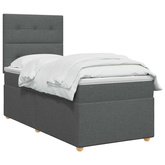 Łóżko z box spring LED z materacem ciemnoszary 100 x 200 cm