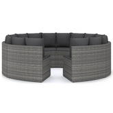 8-częściowa sofa do ogrodu, z poduszkami, polirattan, szara
