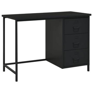 vidaXL Industrialne biurko z szufladami, czarne, 105x52x75 cm, stal